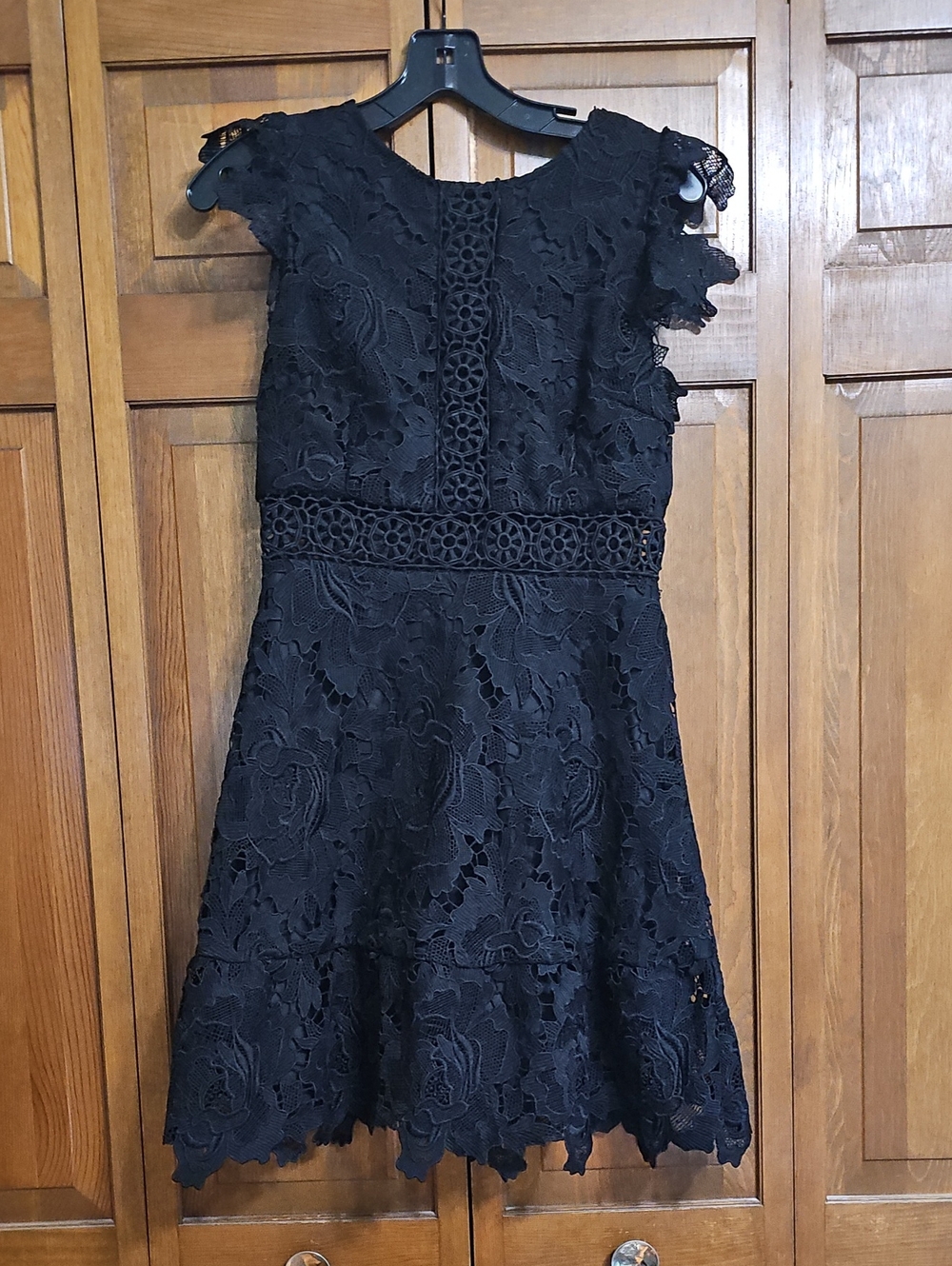 BB Dakota Black Lace Mini Dress with Floral Overlay